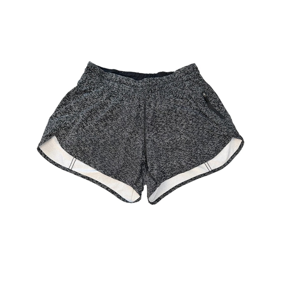 Lululemon Tracker Short V Black White Dot Pixel Athletic Running Shorts Size 8